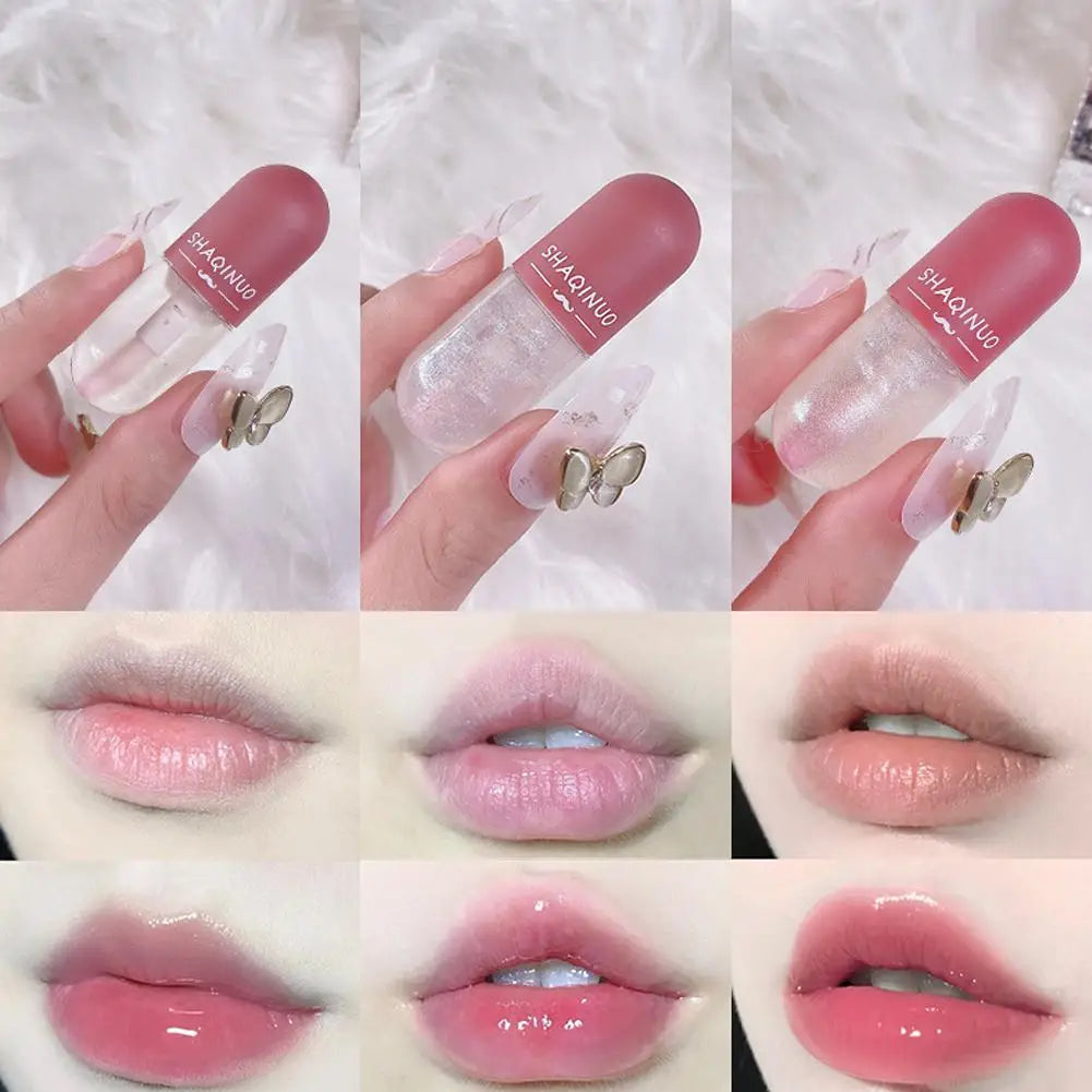 4Colors Lip Gloss Set Water-Gloss Lip Glaze, Moisturizing, Waterproof, Non-Stick Cup, High Pigment & Long-Lasting