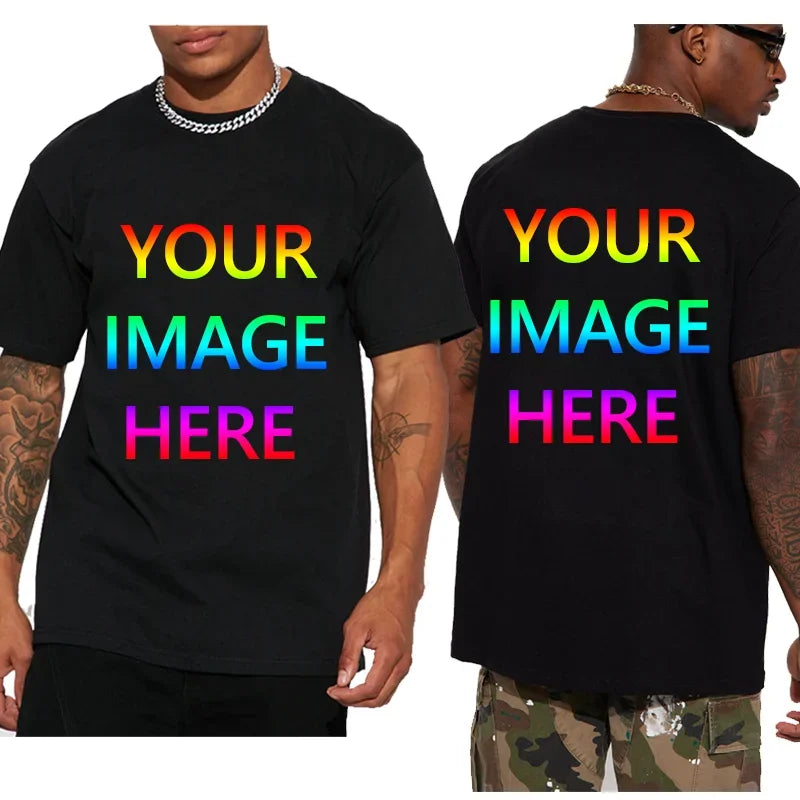 180gsm 100% Cotton T Shirt Men Custom Your Design Text  Tops Tee Men Print Your Own Design Brand Team Customization DropShipping