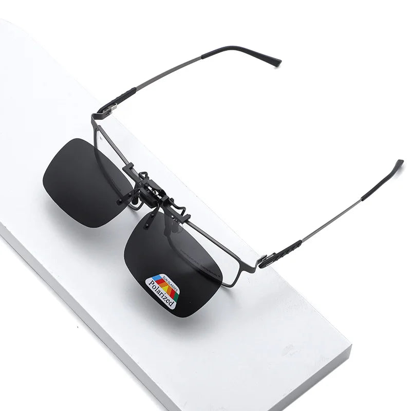 Fishing Polarized Pilot Flip Up Clip on Sunglasses Men Photochromic UV400 Women Driving Sun Glasses Color Change Night Vision