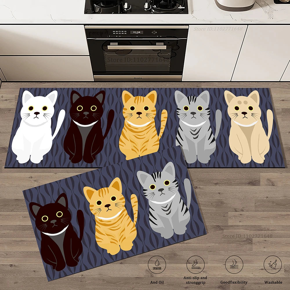 Carpet for Kitchen Floor Mat Waterproof Non-slip Long Rug Oil-proof Foot Mats Pink Flower Home Decoration Modern Absorbent Rugs