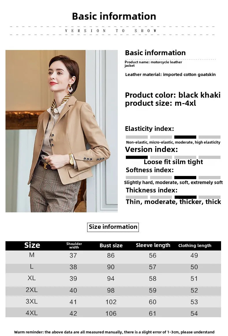 Leather Leather Clothing Women's 2025 Short Slim Jacket High Quality Sheepskin Women's Fashion Locomotive Autumn