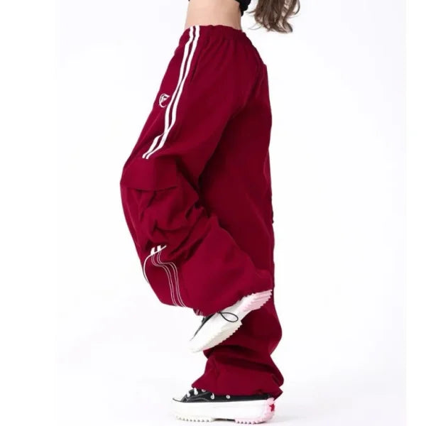 American High Street Black Drawstring Workwear Casual Sports Pants Women Spring 2026 New Loose Wide Leg Floor-Length Pants