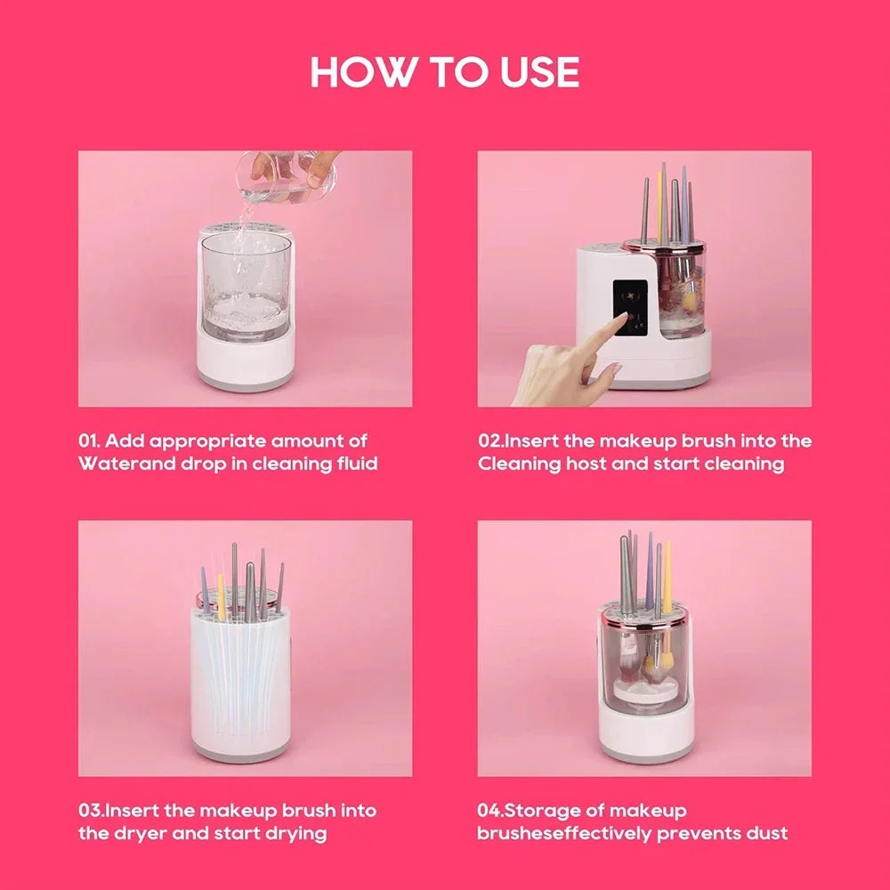 Automatic Makeup Brush Cleaner Electric Makeup Brush Quick Dry Cleaning Tool Makeup Remover Brow Pencil Brush Special Cleaner