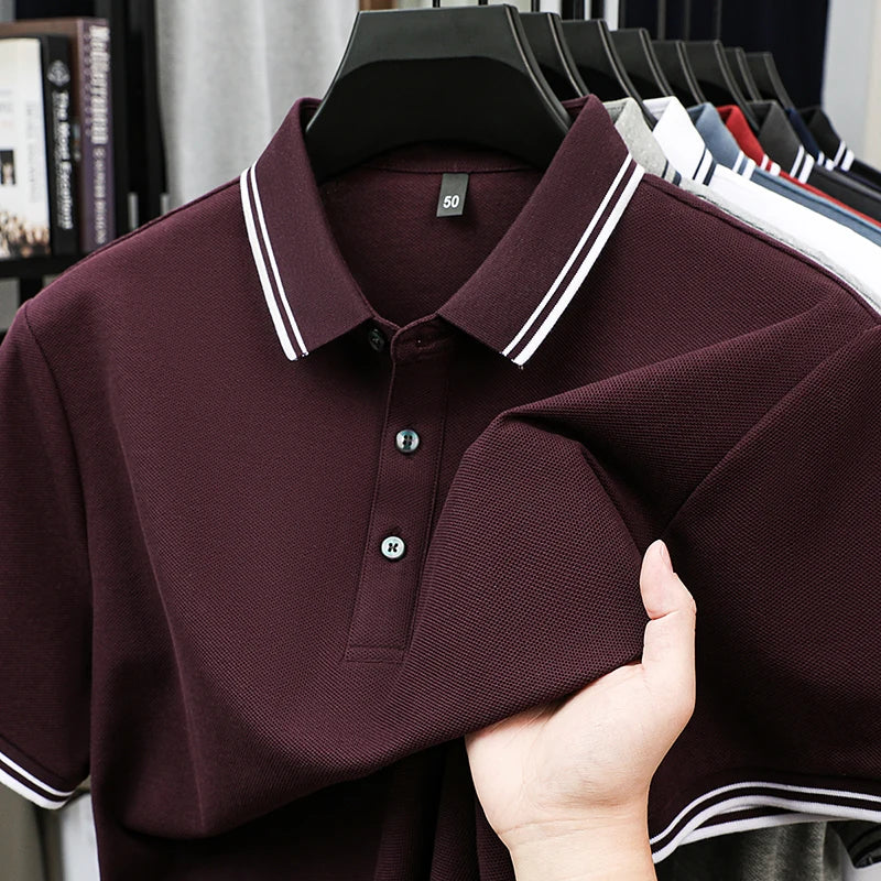 100% pure cotton men's polo shirt summer fashion casual short sleeved comfortable luxury new simple solid color lapel T-shirt