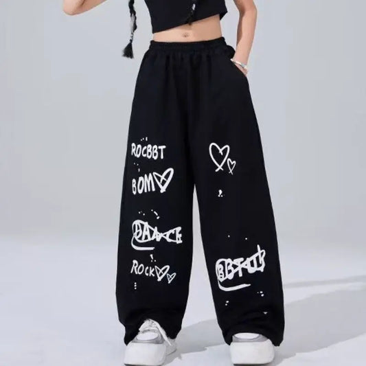 American Street Hip-hop Dance Pants Fashion Fun Print Streetwear Loose Widcasual Pants High Waist Comfortable Long Trousers