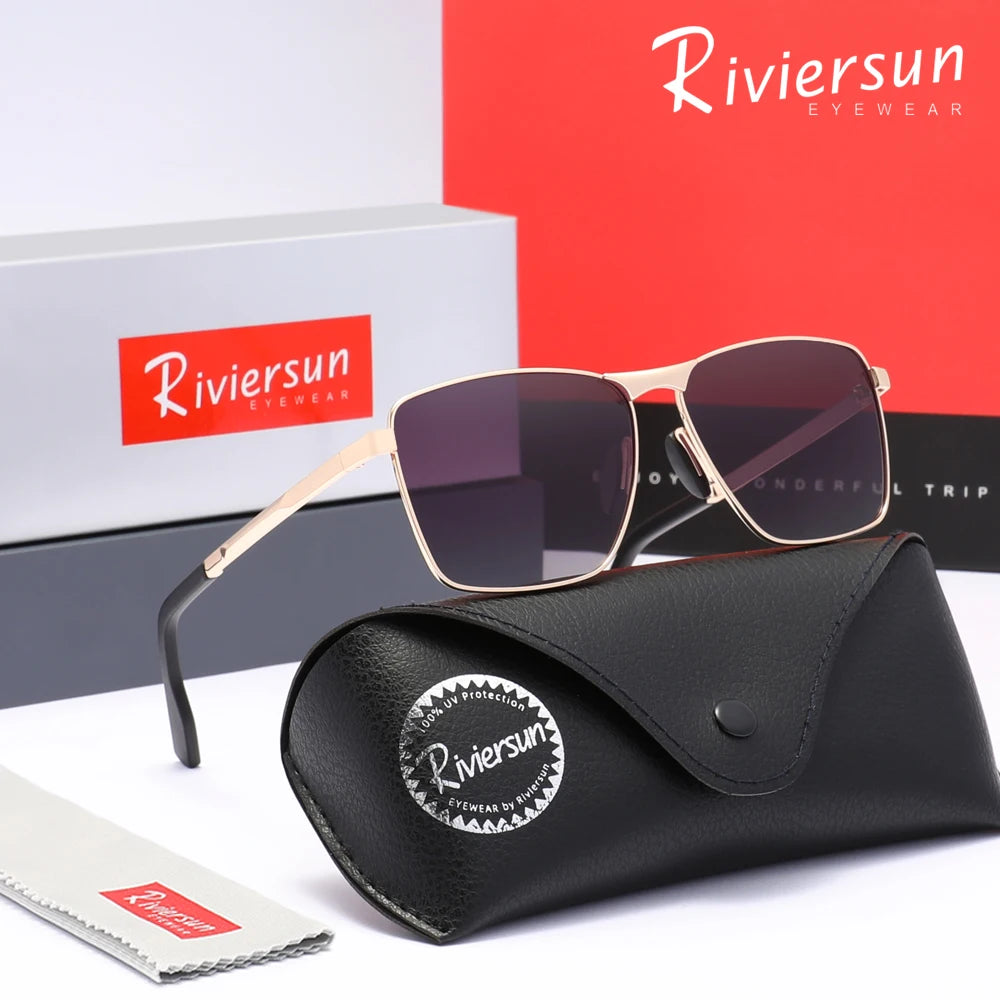Trendy Polarized Sunglasses Men Women Rectangular Frame Glasses UV400 Driving Outdoor Summer Classical Eyeglasses