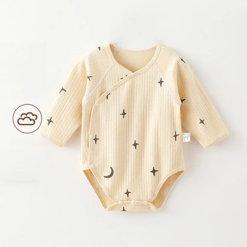 Newborn Infant Girls Clothes Cotton Double Layered Belly Guard Triangle Romper 0-2Y Baby Clothes Boy Comfy Daily Bodysuit