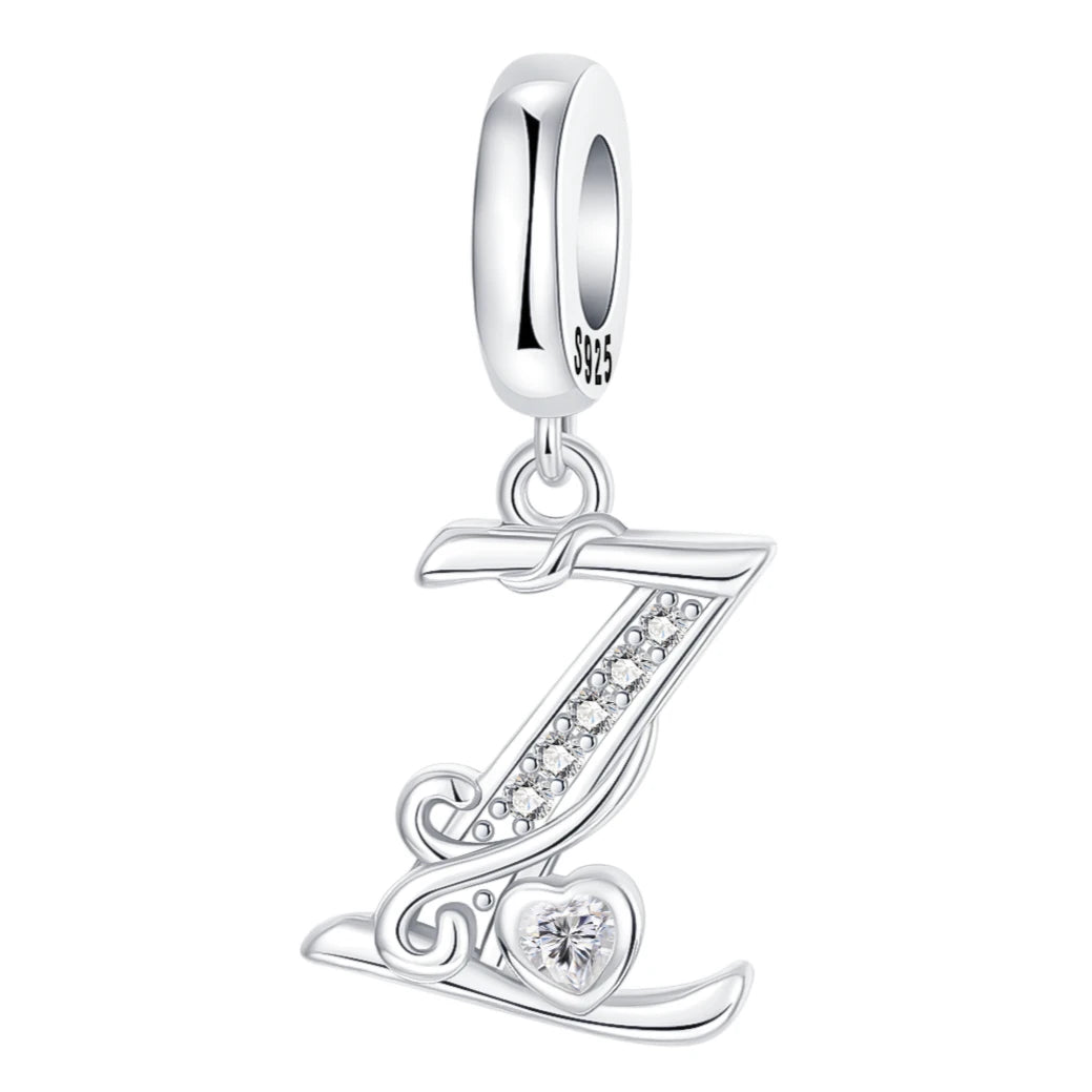 925 Sterling Silver  A-Z 26 English Letters Retro Fashion Pendant Fit Original Bracelet Charm Beads Necklace Diy Female Jewelry