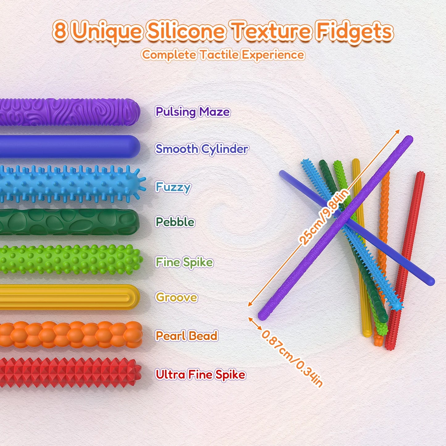 Fidget Toys Sensory Sticks Autism Textured Calming Sensory Toys Classroom Student Anxiety Relief Travel Activity Relaxation Toys