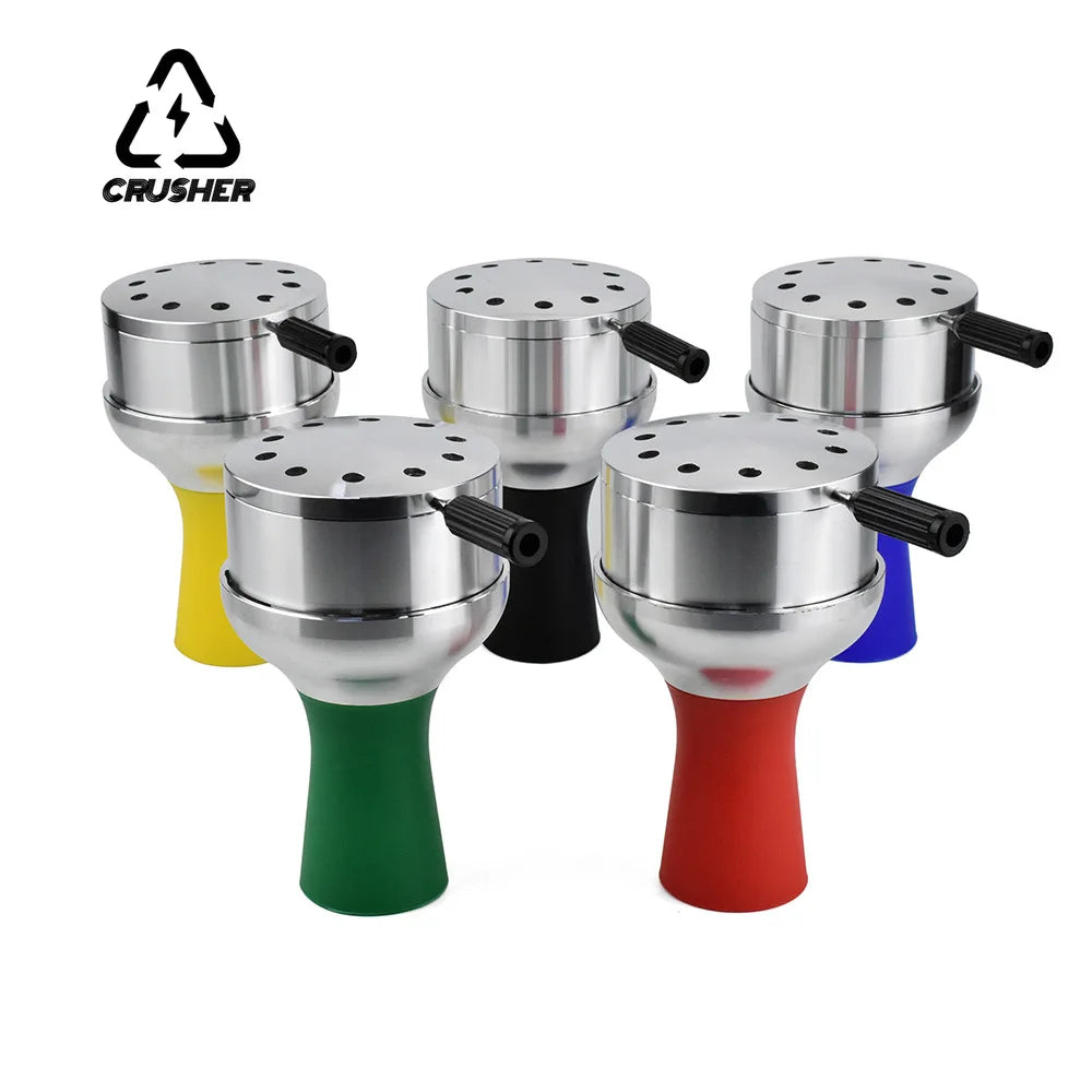 CRUSHER Arab Shisha Hookah Metal Bowl Set Charcoal Holder with Cover Heat Heat Management System Chicha for Smoking Accessories