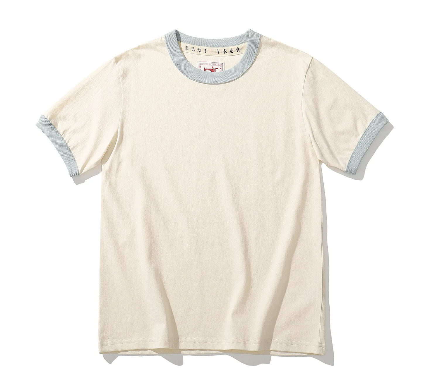 Summer New Couple Beach Tops  Fashion Casual Stitching Color Collar Tee Short Sleeve of Unisex Cotton Comfortable O-Neck T-shirt