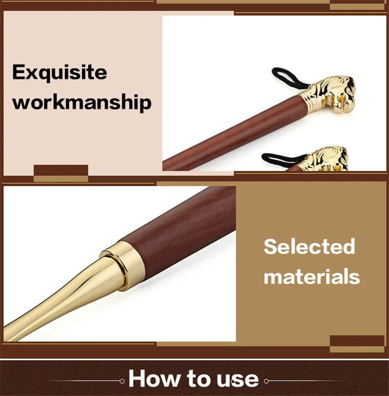 High-quality Delicate Lion Horse Head Metal Shoe Horn Luxury Shoe Pull-on Non-bending Alloy Solid Wood Shoes Pull-on Apparatus