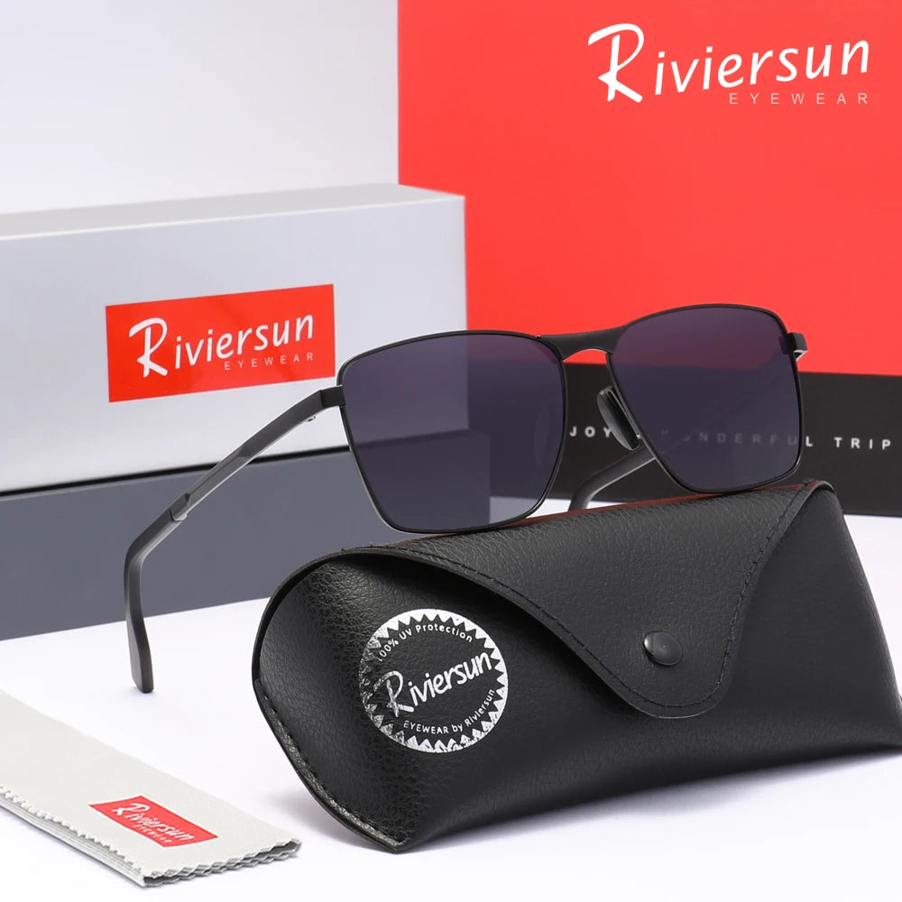 Trendy Polarized Sunglasses Men Women Rectangular Frame Glasses UV400 Driving Outdoor Summer Classical Eyeglasses