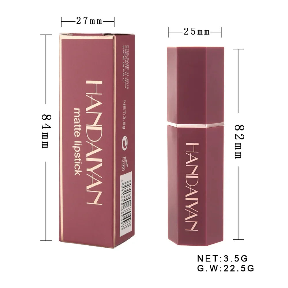 Long Lasting Velvet Matte Lipstick Waterproof Non-stick Cup Lip Sticks Sexy Nude Brown Red Pink Lipsticks Women Makeup Cosmetics