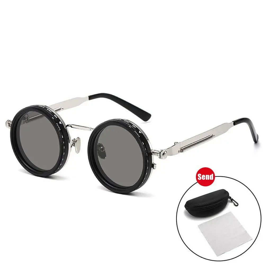 Polarized Round Sunglasses Men ND9 Adjustable Dimming Sun Glasses Women Retro Punk Fishing Eyeglasses Outdoor Shades UV400