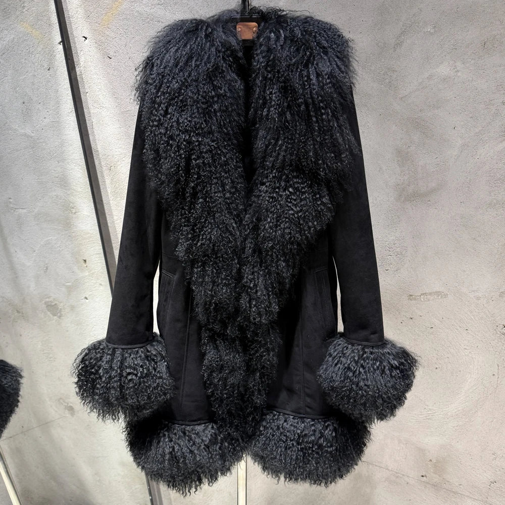 GO BALLISTIC YA Mongolia Sheep Fur Coat Women Real Leather Jacket Genuine Leather Coat