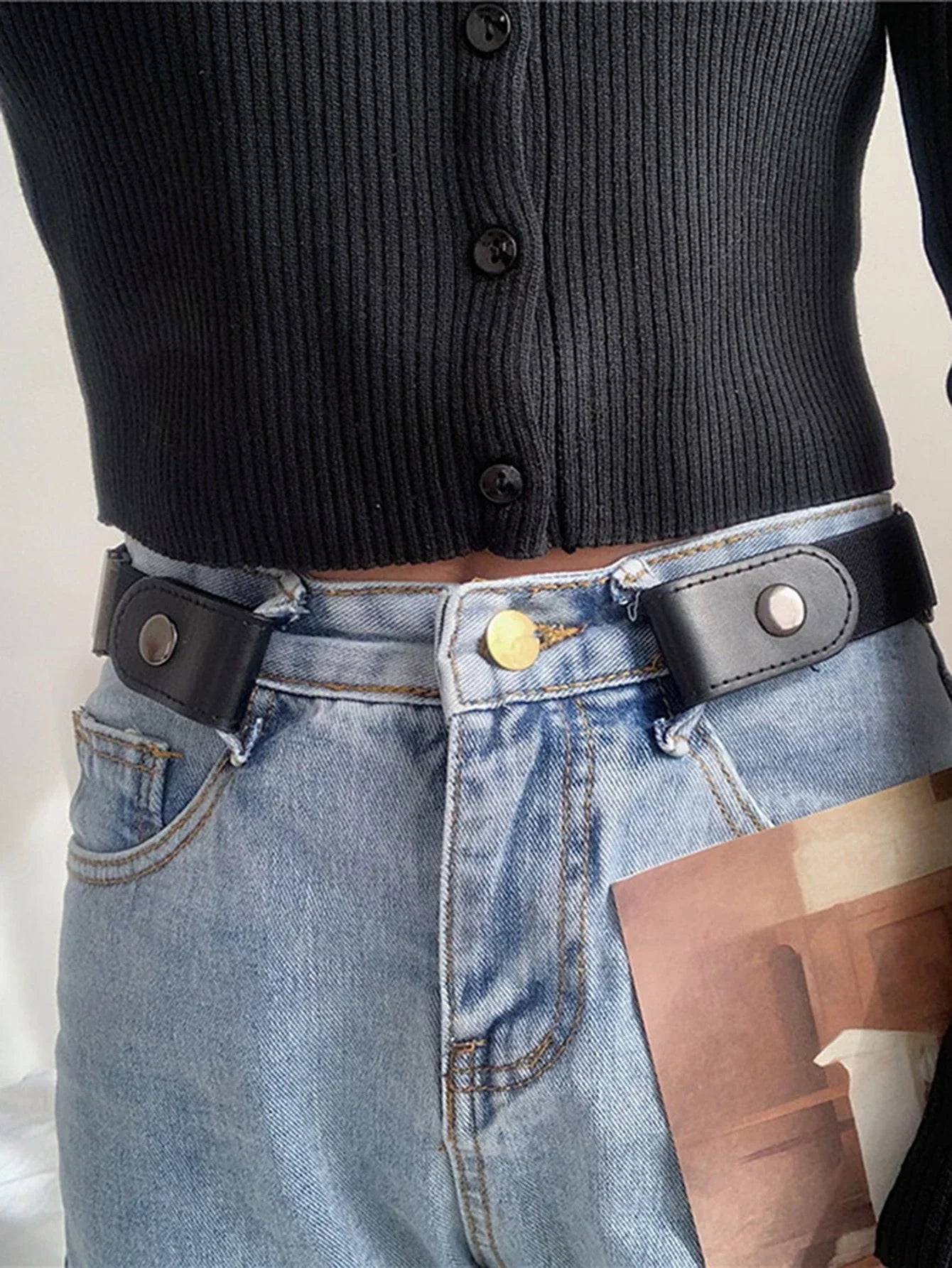 Buckle-Free Belt For Jean Pants,Dresses,No Buckle Stretch Elastic Waist Belt For Women/Men,No Bulge,No Hassle Waist Belt