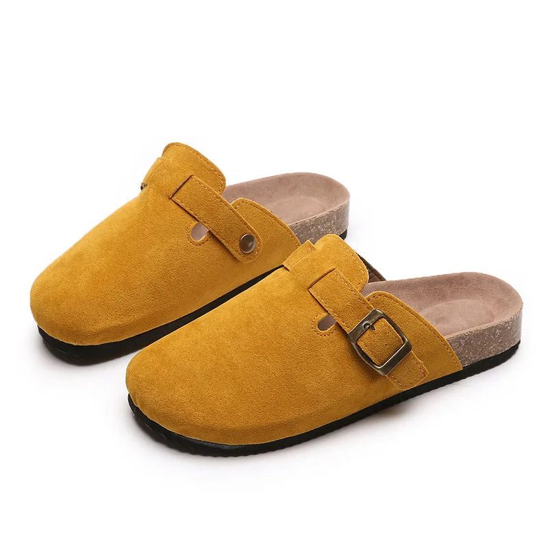 Cork Footbed Slippers For Women Men Fashion Clogs Leather Mules Female Home Street Shoes With Arch Support Indoor Outdoor Slides