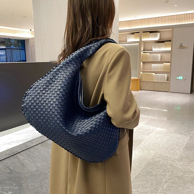 Woven Tote Bag for Women Large Woven Handbag Soft Leather Shoulder Bags Work Shopper Travel Tote Bags Luxury brand Lady Satchel