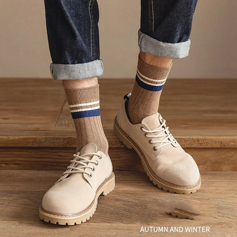 7 Pairs of Men's Striped Socks Fashionable Casual Socks High Quality Harajuku Retro Socks for Men Large Size Long Socks