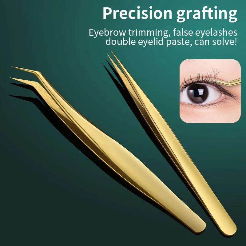 Eyelash Extension Tweezers Makeup Stainless Steel Eyelash 3D accurate Clip Makeup Tools Nail Art Accessories