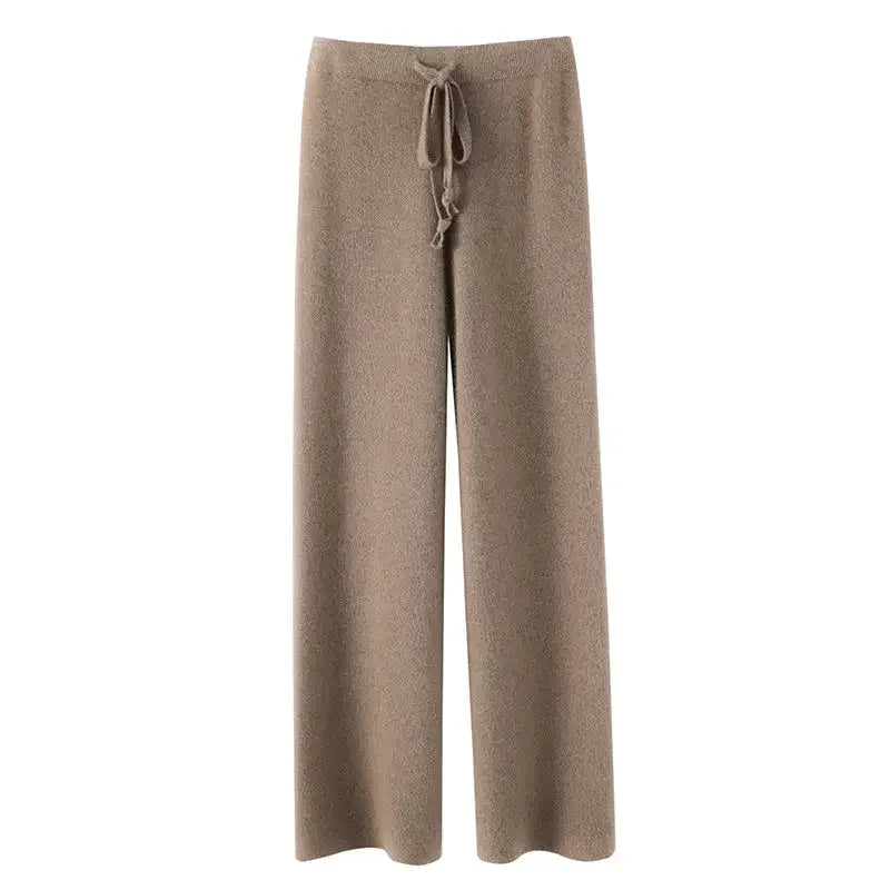 Soft Knitted Pants Women's Autumn/Winter Outerwear Hanging Knitted Wide Leg Pant White Floor Pants Straight Leg Pants