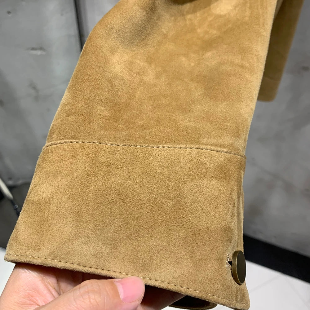Suede Leather Blouson Women Winter Genuine Sheep Leather Coat Luxury Autumn Suede Blouse Lin24