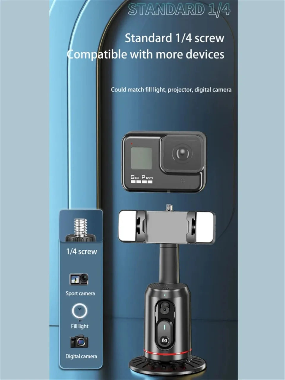 New Q02 360 Rotation Follow-up Gimbal Stabilizer Monopod Desktop Tracking Gimbal with Remote for Phone Tiktok Live Photography