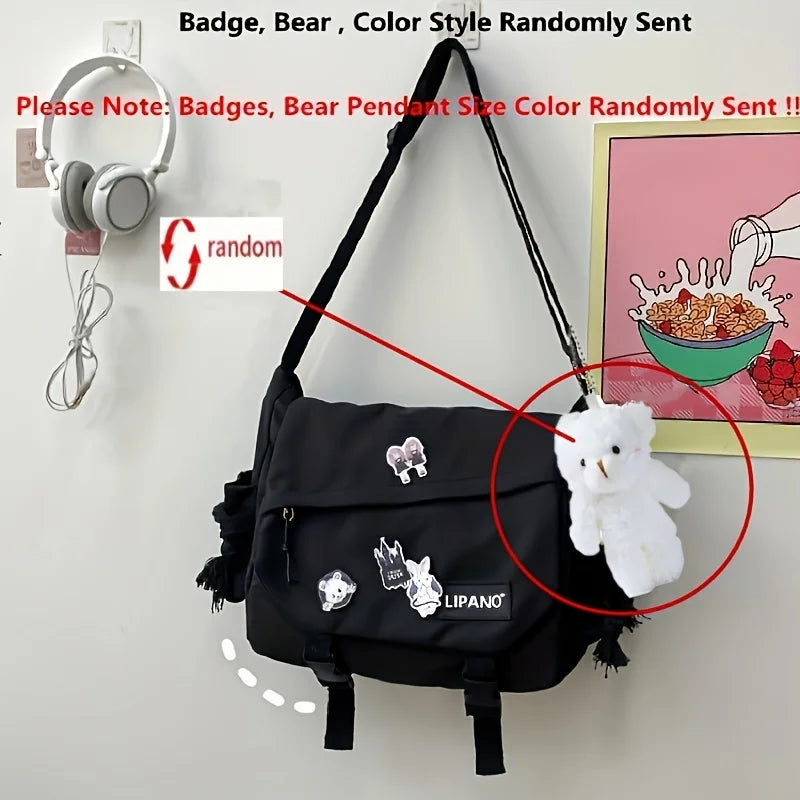 Return To School Nylon Shoulder Bag, Large Capacity Crossbody Bags for Teen Girls Men Harajuku Messenger Bag Student School Bags