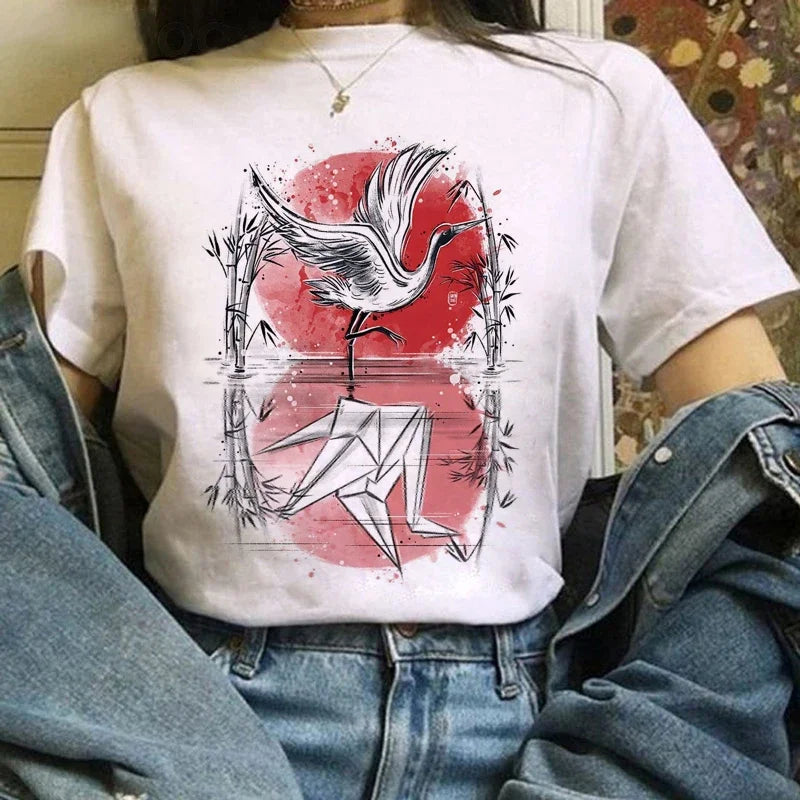 Japanese Anime T Shirts Women T-shirts Harajuku Ullzang T-shirt Cartoon Aesthetic Vintage Shirts for girls 90s Top Tees