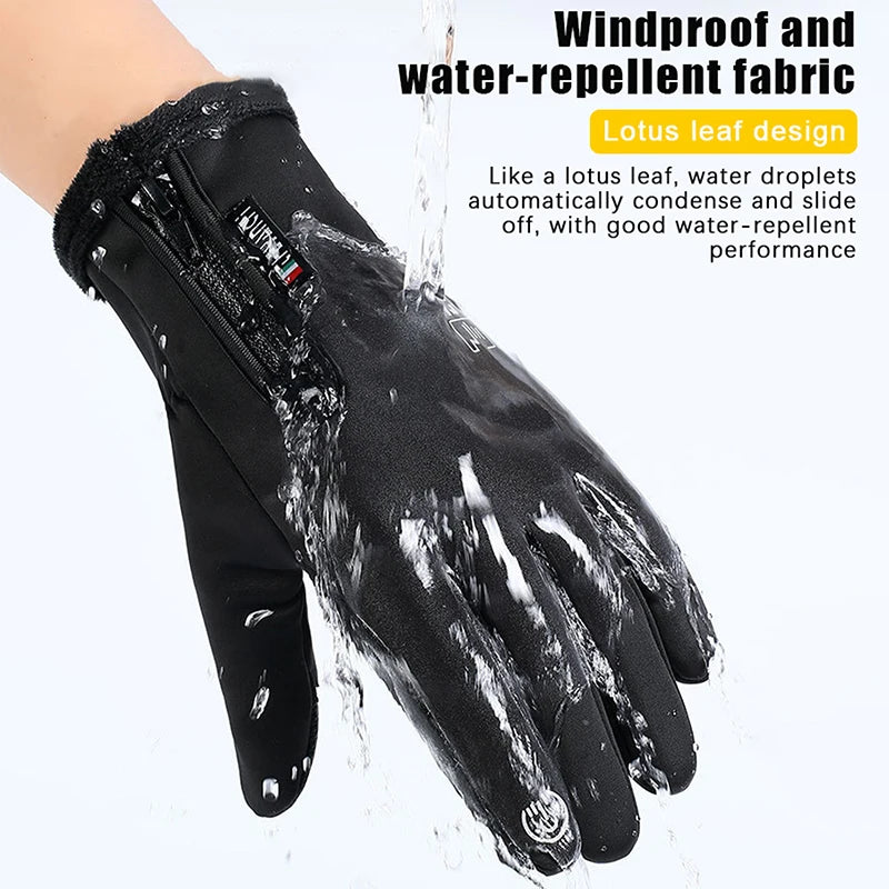 Outdoor Winter Gloves For Men Waterproof Thermal Fleece Lined Resistant Touch Screen Non-slip Motorbike Riding Mountaineering