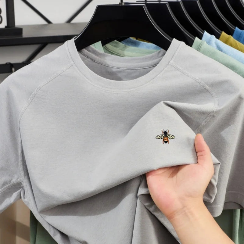 New Men's 100% Cotton Fashion Round Neck Short Sleeve T-shirt for Summer 2026, Business, Leisure, Comfortable and Breathable