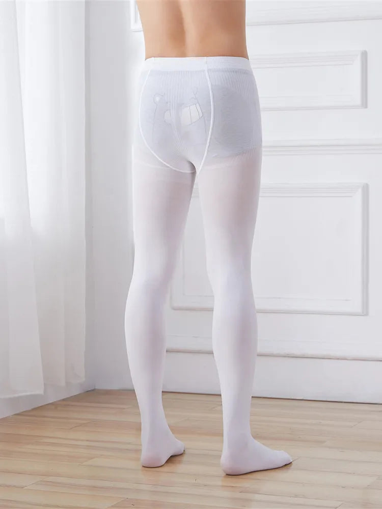 1pcs  Men 55-100kg Pantyhose Extended Black And White Spring Autumn Thin Sports Basketball Tight Stockings Pants Silk Skin Color