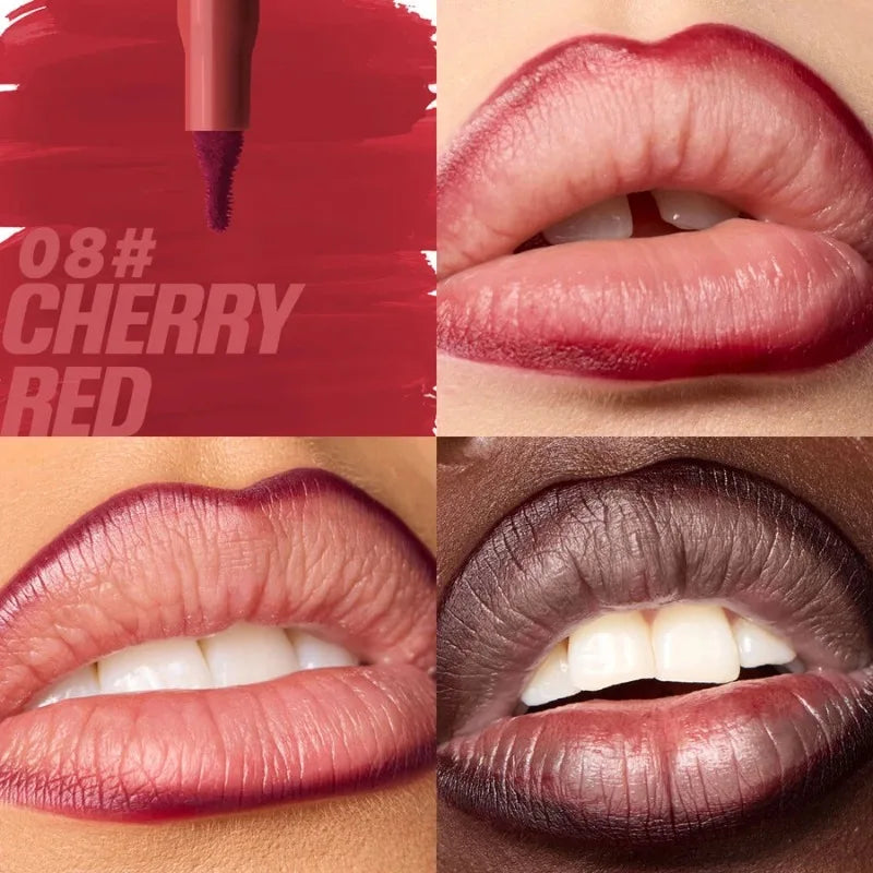 Matte Velvet Lipliner Pencil Red Nude Contour Tint Lipstick Waterproof Lasting Non-stick Cup Moisturising Lip Contour Pen Makeup