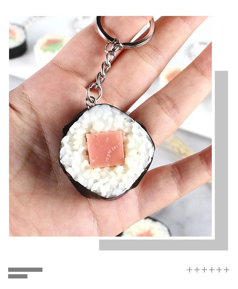 Stall wholesale key chain Japanese fake salmon sushi roll simulation food key chain pendant creative gift food play model K4920