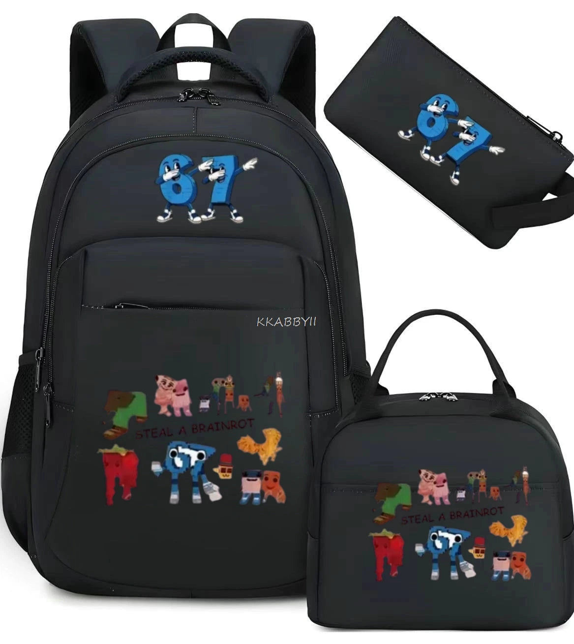Steal A BrainRot Backpack with Lunch Bag for 67 Six Seven Teenagers Student School Bags Casual Comfortable Travel Set