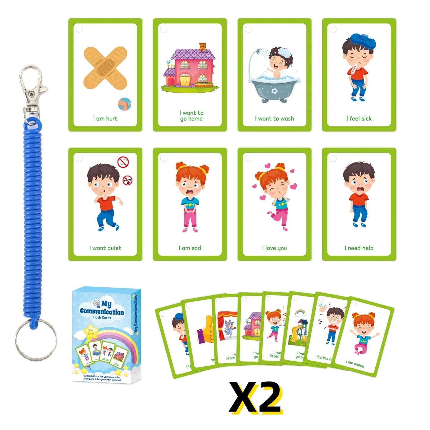 Bview Art Autism Communication Cards for Kids Nonverbal Visual Learning Tools Special Needs Cognitive Prompt Cards