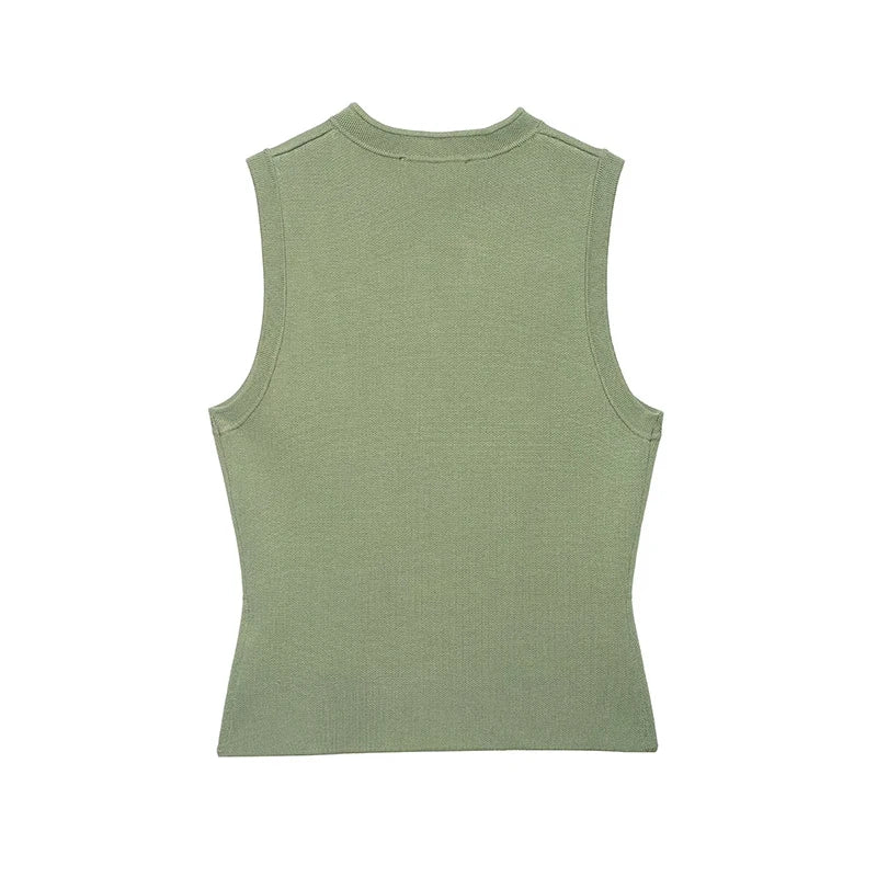 Summer Women's New Knitted Vest Tops 2026 Fashion Retro Slim Elegant Young Women's Blouse Chic Elastic Knitted Short Tank Tops