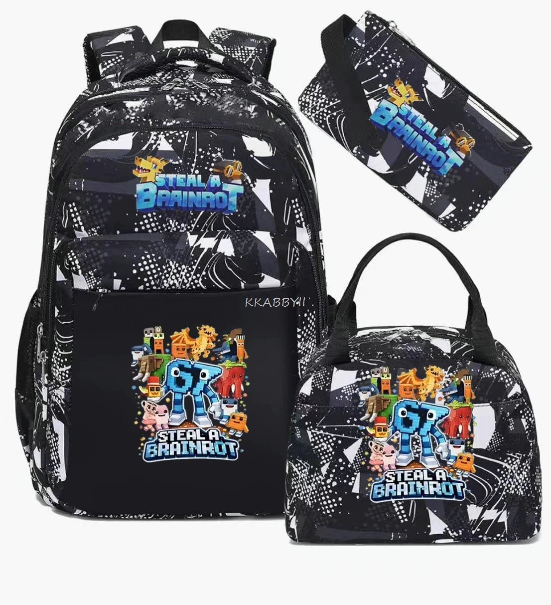 Steal A BrainRot Backpack with Lunch Bag for 67 Six Seven Teenagers Student School Bags Casual Comfortable Travel Set