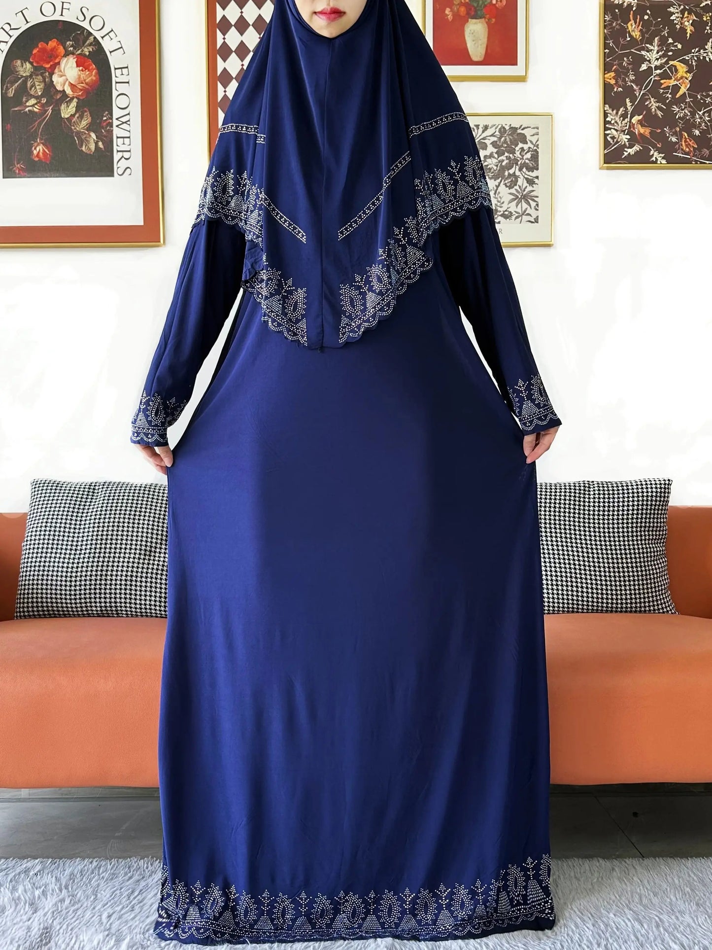 2025 Islamic Women's Hijab Scarf Long Dress Sets Prayer Garment Set Long Khimar Dress And Hijab Combo for Ramadan Daily Wear