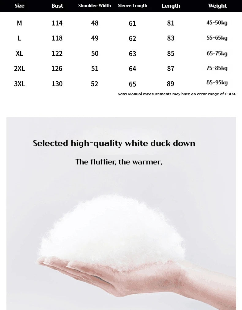 Winter New Men's Mid to Long Down Jacket with Hood Big Fur Collar Thick Warm Coat Winter White Duck Down Windproof Parka Korean