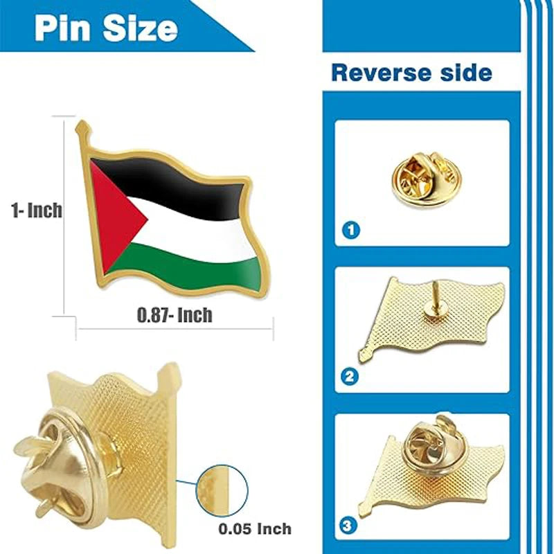 1 or 5 Pcs Palestine Flag Lapel Pins Bulk - Metal Palestinian National Lapel Pin - Metal Souvenir for Hat Clothes Backpack