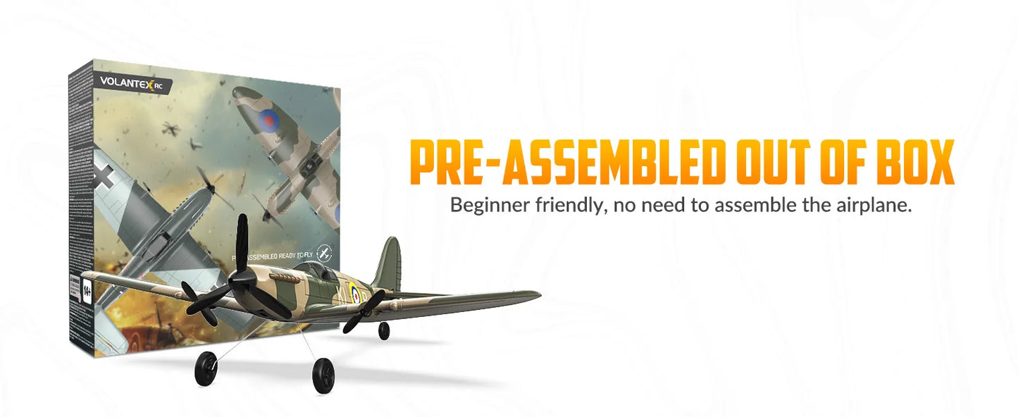Volantexrc 3CH Spitfire RC Plane 2.4G Gyro Stabilizer 400MM 400MM Fixed Wing EPP Foam Airplane RTF Fighter for Boys Children ﻿