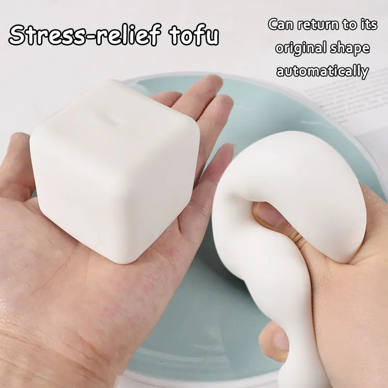 Squishy Tofu Stress Relief Toy for Autism ADHD Anxiety Soft Automatic Shape Recovery Fidget Toy for Stress Relief