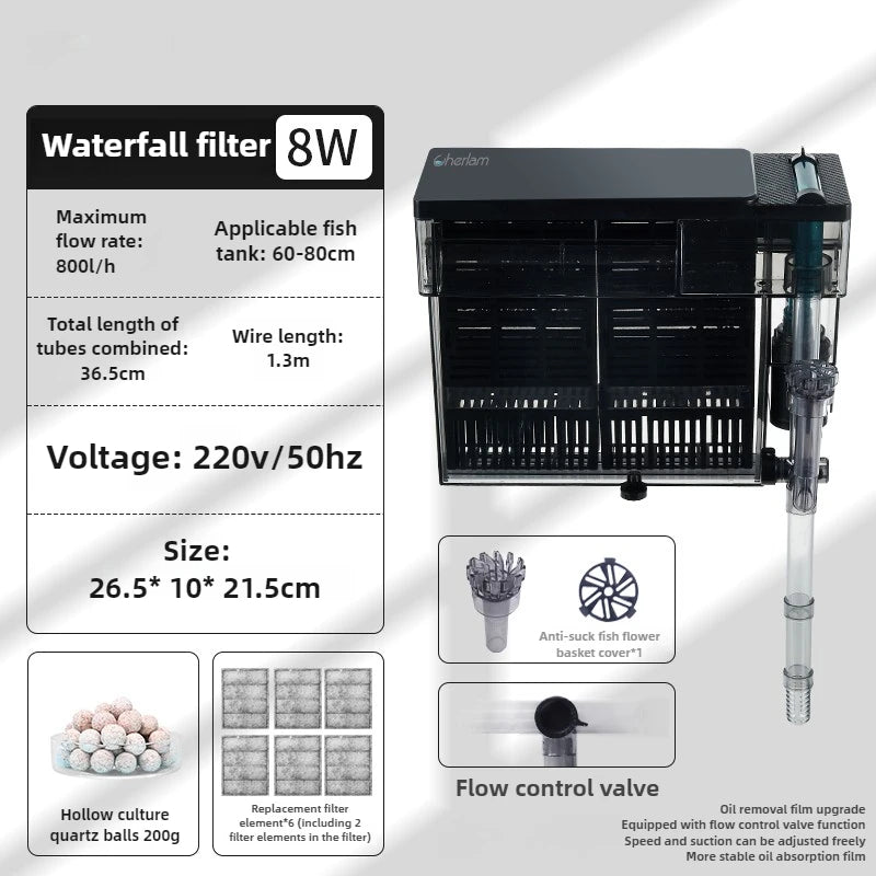Fishbowl Filter Aquarium Circulating Filters Water Pump Fish Tanks Wall-mounted Waterfall Filters Small Household Filter System