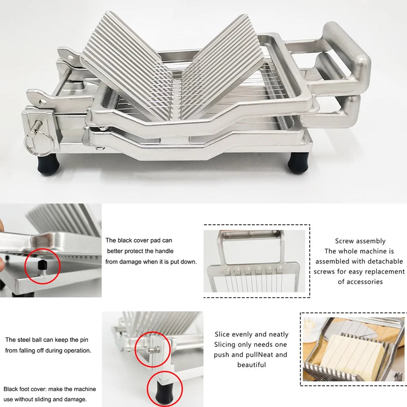 Cheese Slicer, Cheese Tools Cut Fruit Ham Kitchen Meat Slicer Egg Cutting Machine With 2 Blades 1cm/2cm