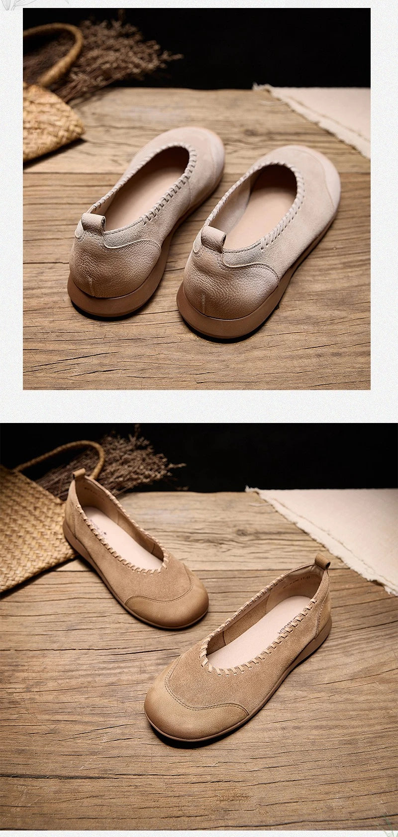 Women's Flat Shoes - 2026 New Style Leather Casual Fashion Single Shoes - Women's Wide-Toe Comfortable Mom Shoes Loafers Women
