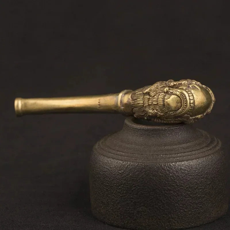 1 Pcs New Buddha Head Buddha Pipe Smoking Utensils Bronze Smoking Utensils Crafts Collection Ornaments