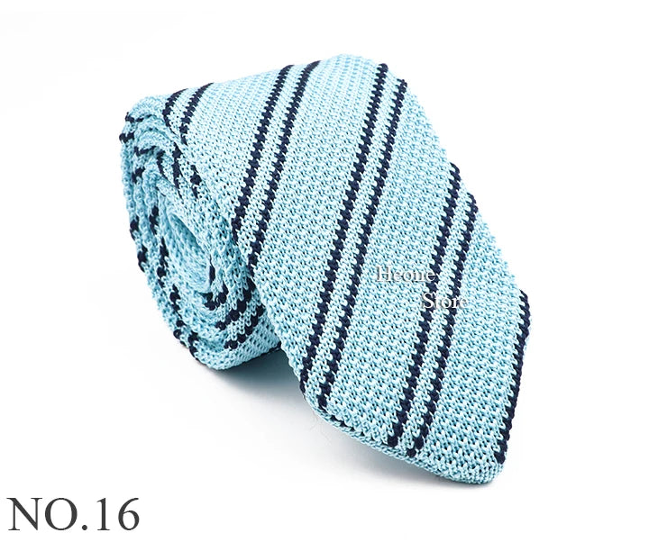 New Mens Knitted Ties Classic Striped Skinny Necktie For Business Wedding Party British Style Necktie Winter Neck Wear Accessory