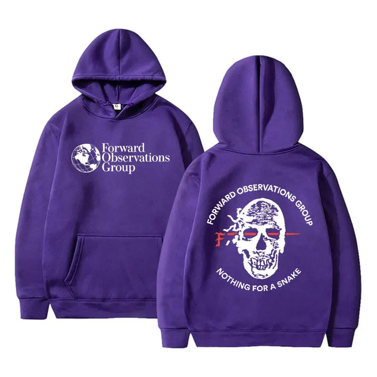 Forward Observations Group Nothing for A Snake FOG Graphic Hoodie Men Women Gothic Skeleton Vintage  Hoodies Streetwear